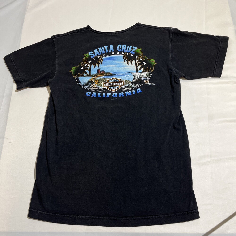 Vintage 90s Harley Davidson Shirt Santa Cruz California Biker Thrashed Large